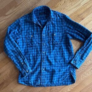 Polo Ralph Lauren Navy Checkered Shirt 100% cotton medium - comfortable casual